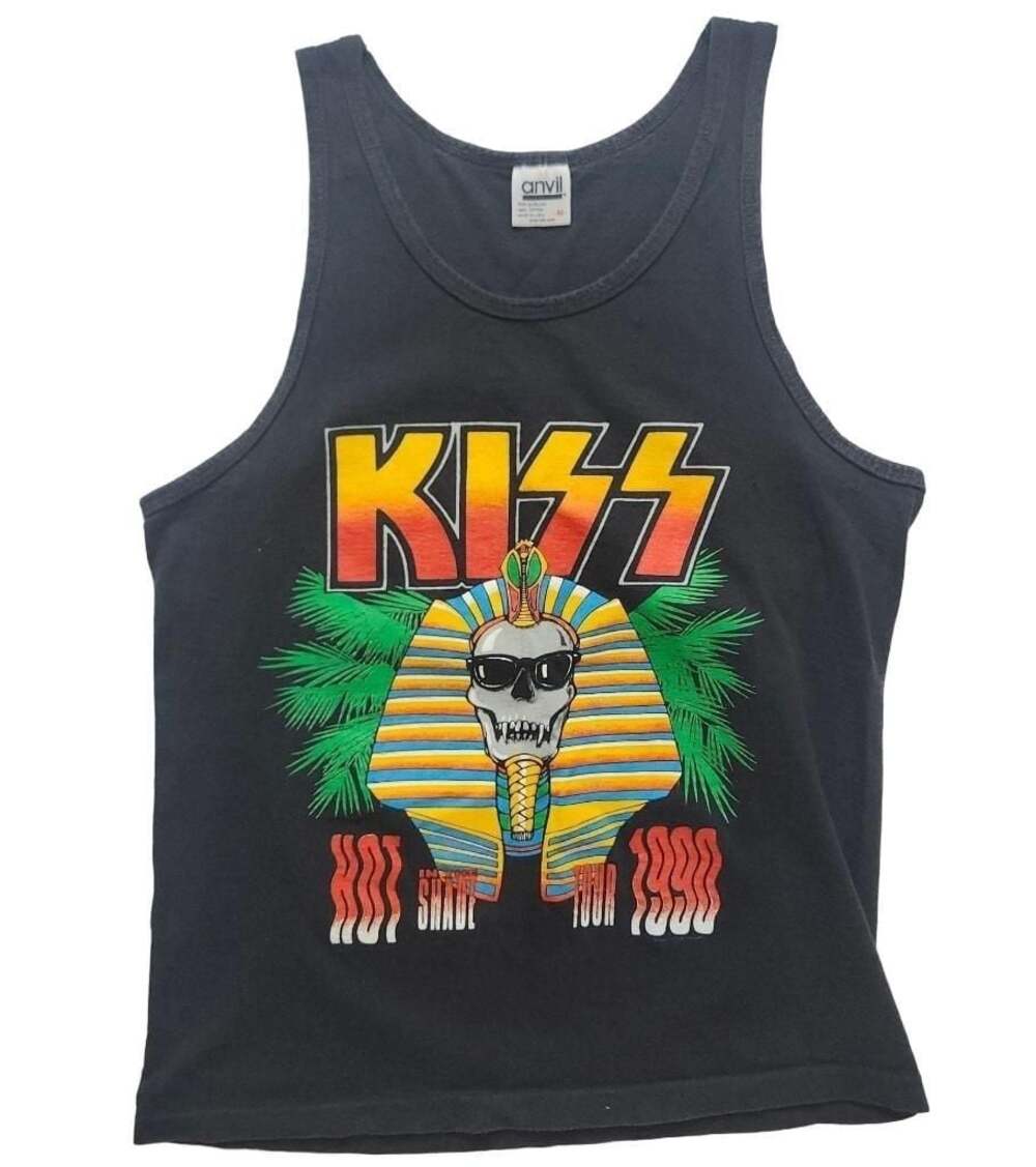 Vintage 1990 Kiss Hot In The Shade Tour Concert Tank Top Black Medium